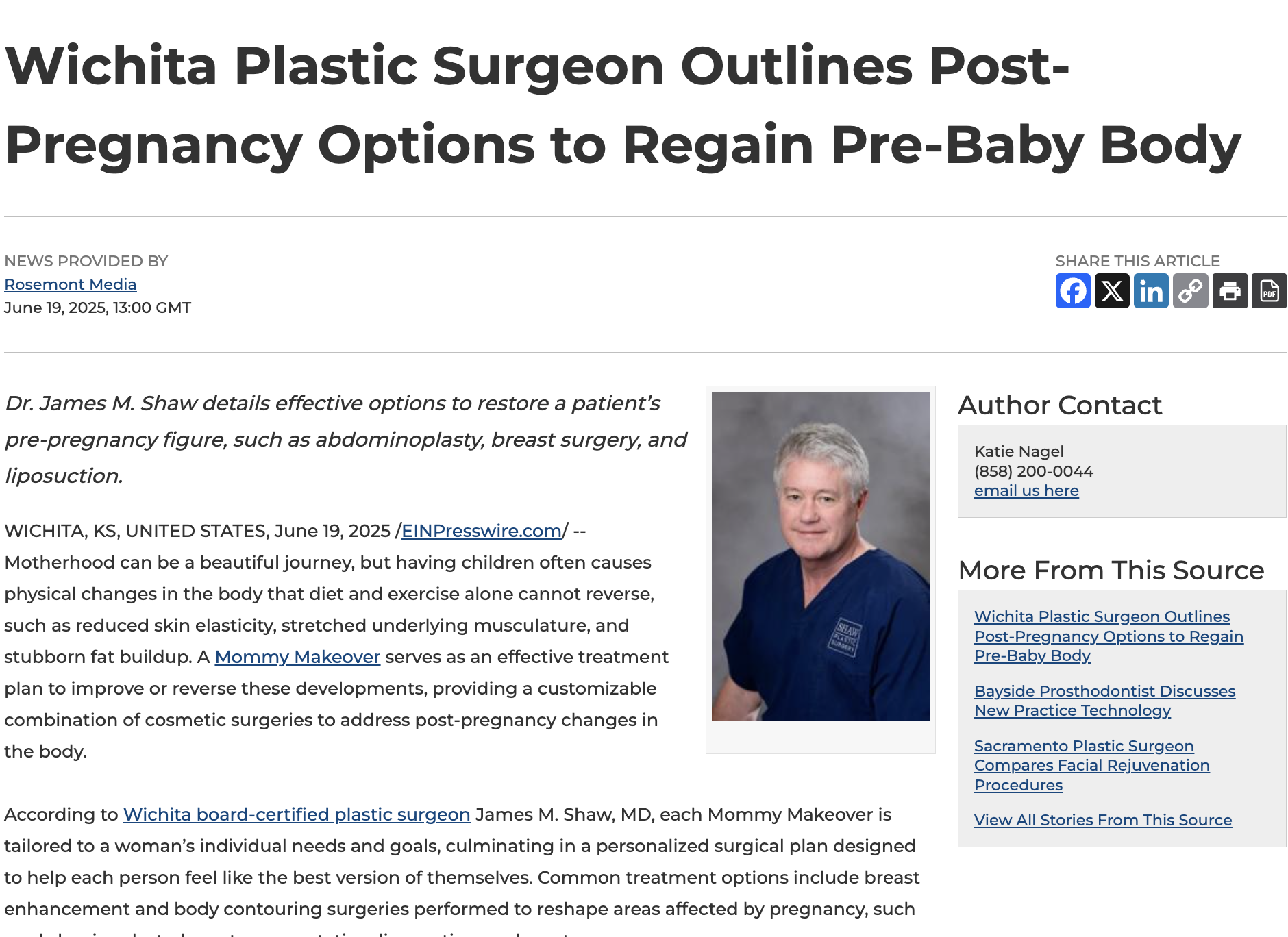 Wichita Plastic Surgeon Details Mommy Makeover Treatments to Reverse Pregnancy Changes